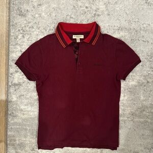Burberry Maroon Polo with Red Striped Collar